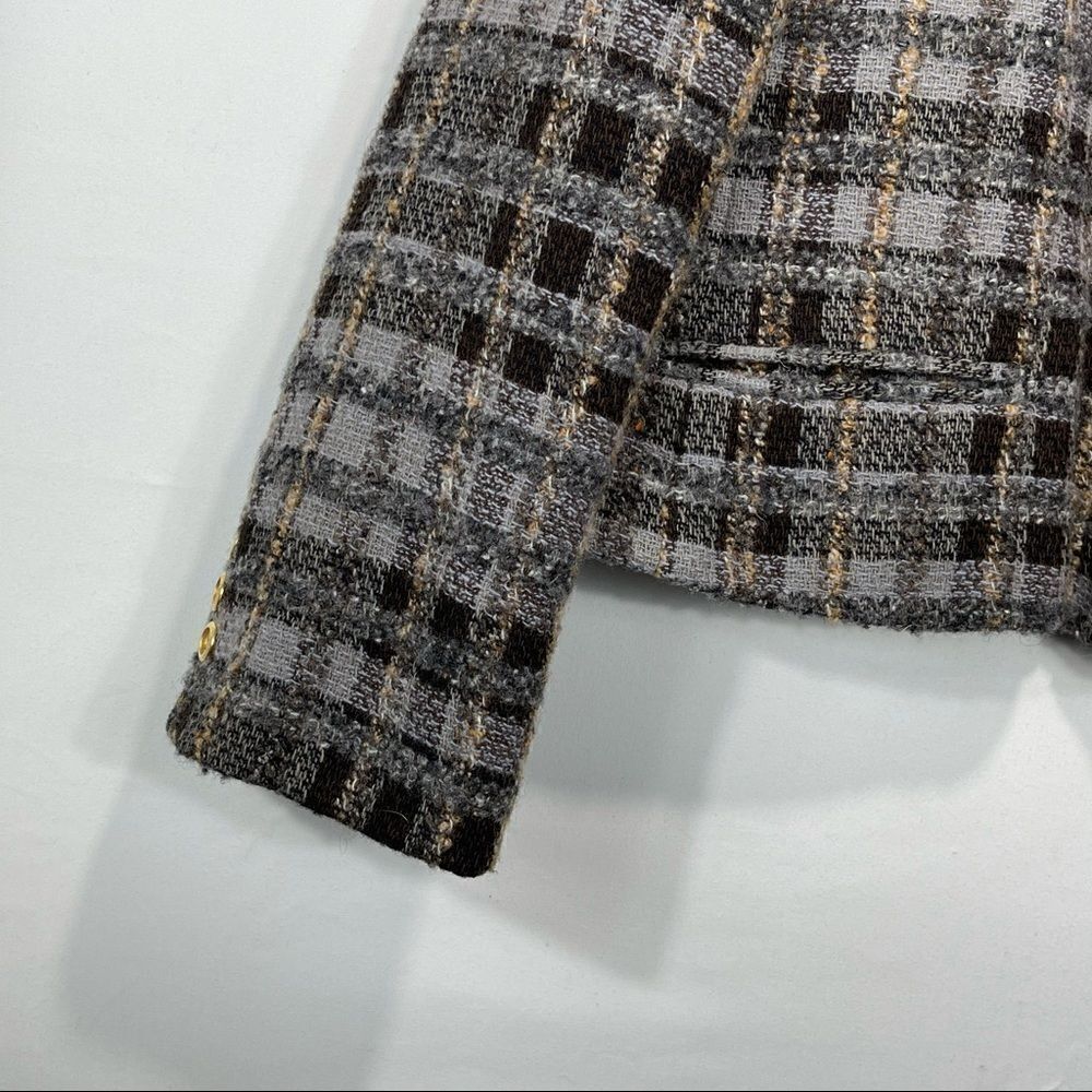 Harve Benard Brown Plaid Button Up Wool Jacket - Picture 4 of 15